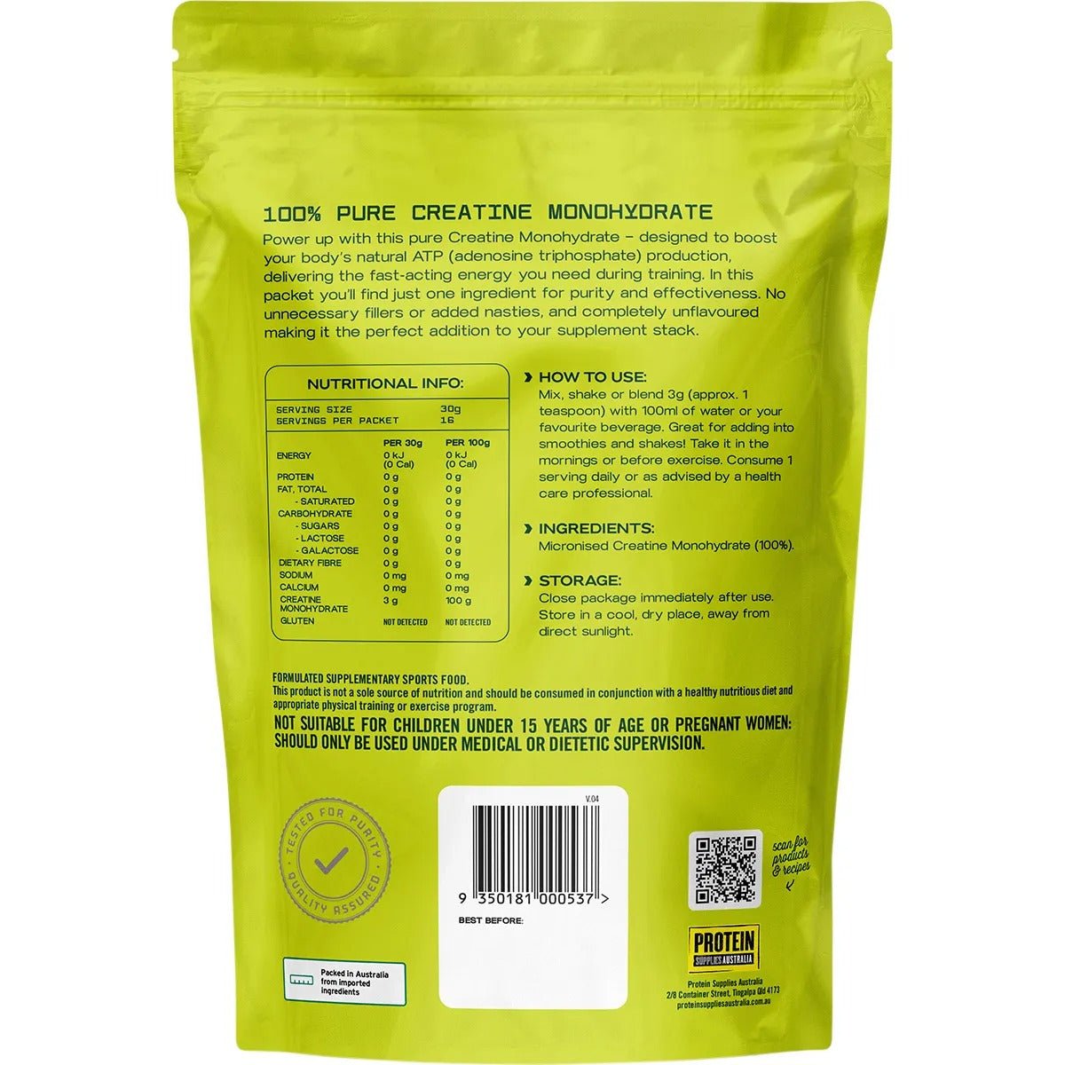 100% Pure Creatine Monohydrate - 200g - Yo Keto