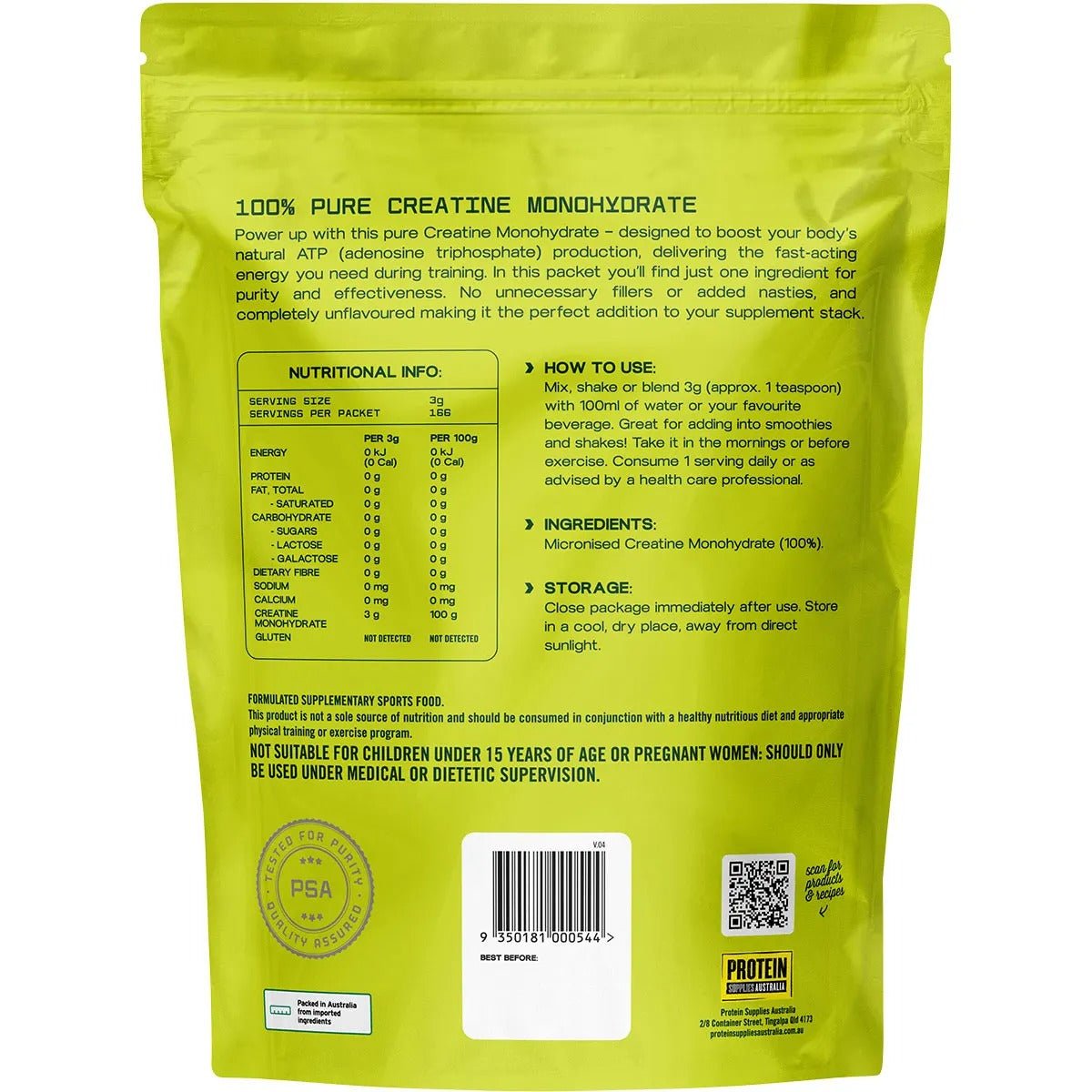 100% Pure Creatine Monohydrate - 500g - Yo Keto