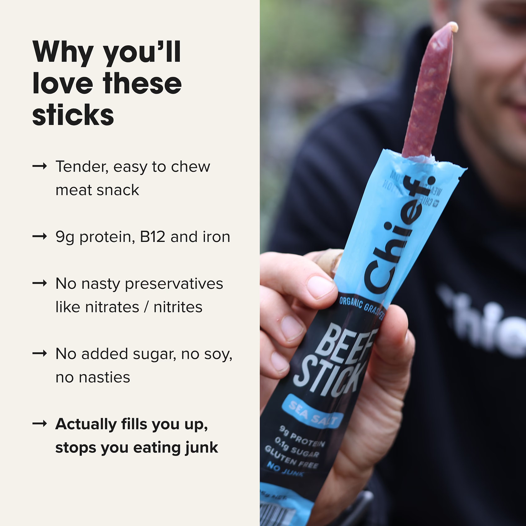 Organic Beef Stick - Sea Salt - Box of 12
