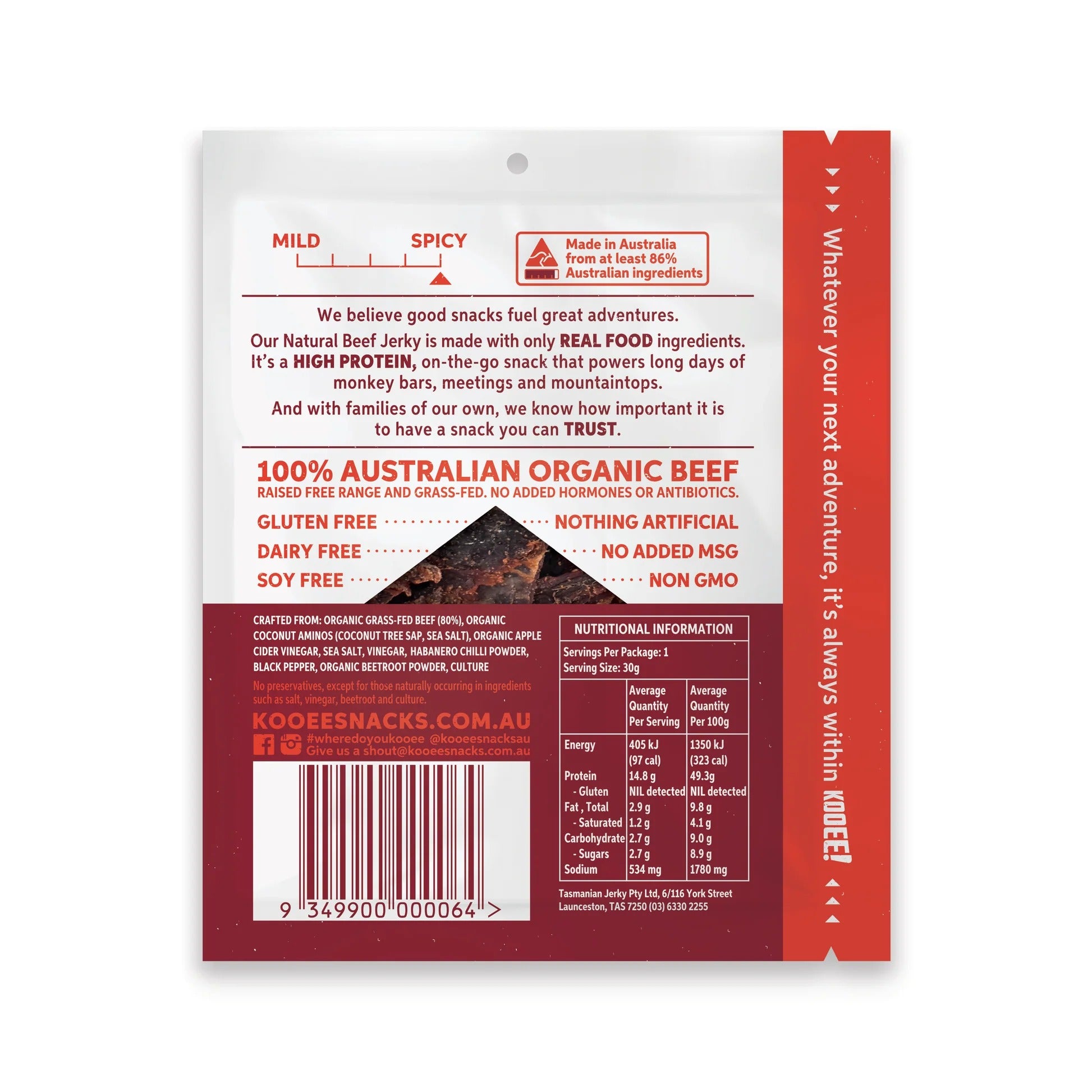 Grass Fed Beef Jerky - Habanero Chilli - 30g x 10
