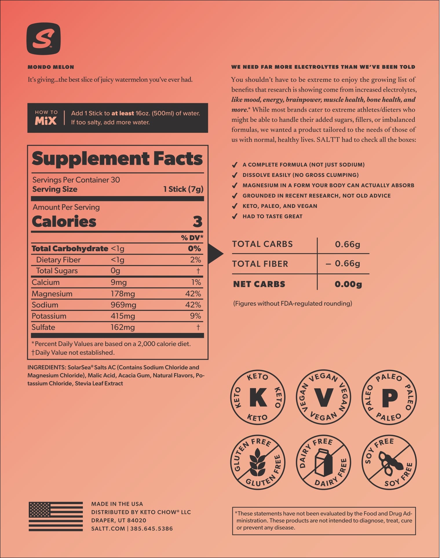 Mondo Melon Electrolyte Drink Mix - 30 Sticks