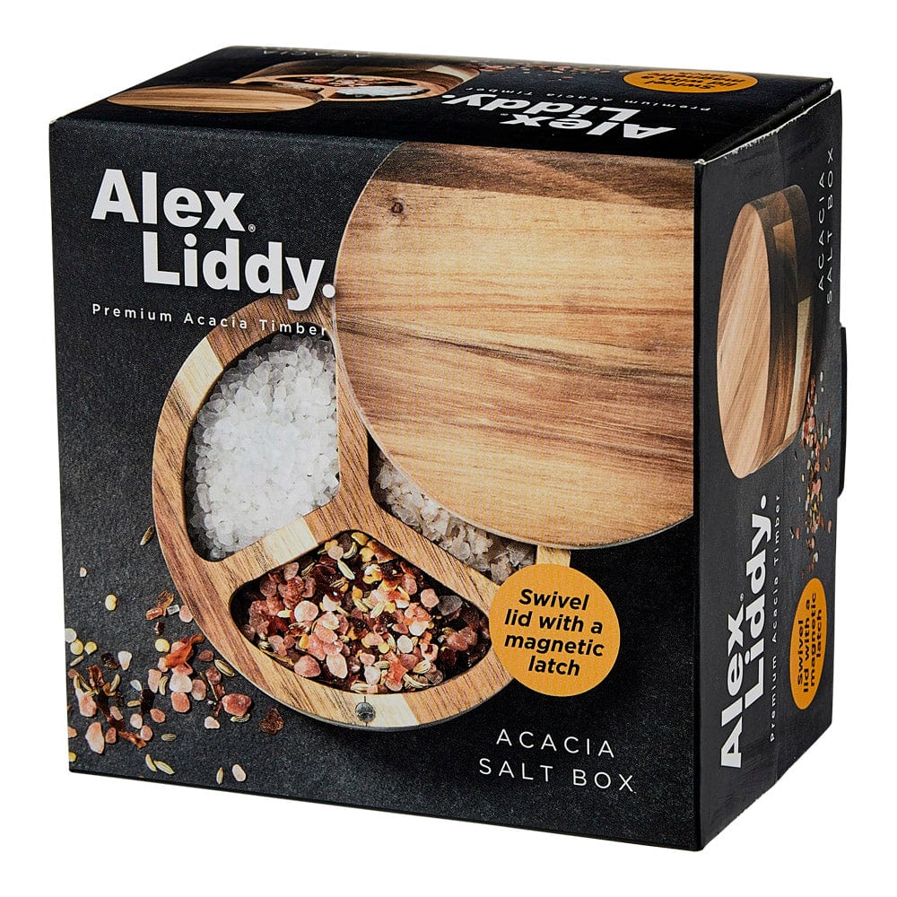 Acacia Wood Salt Box - 3 Chamber - Yo Keto