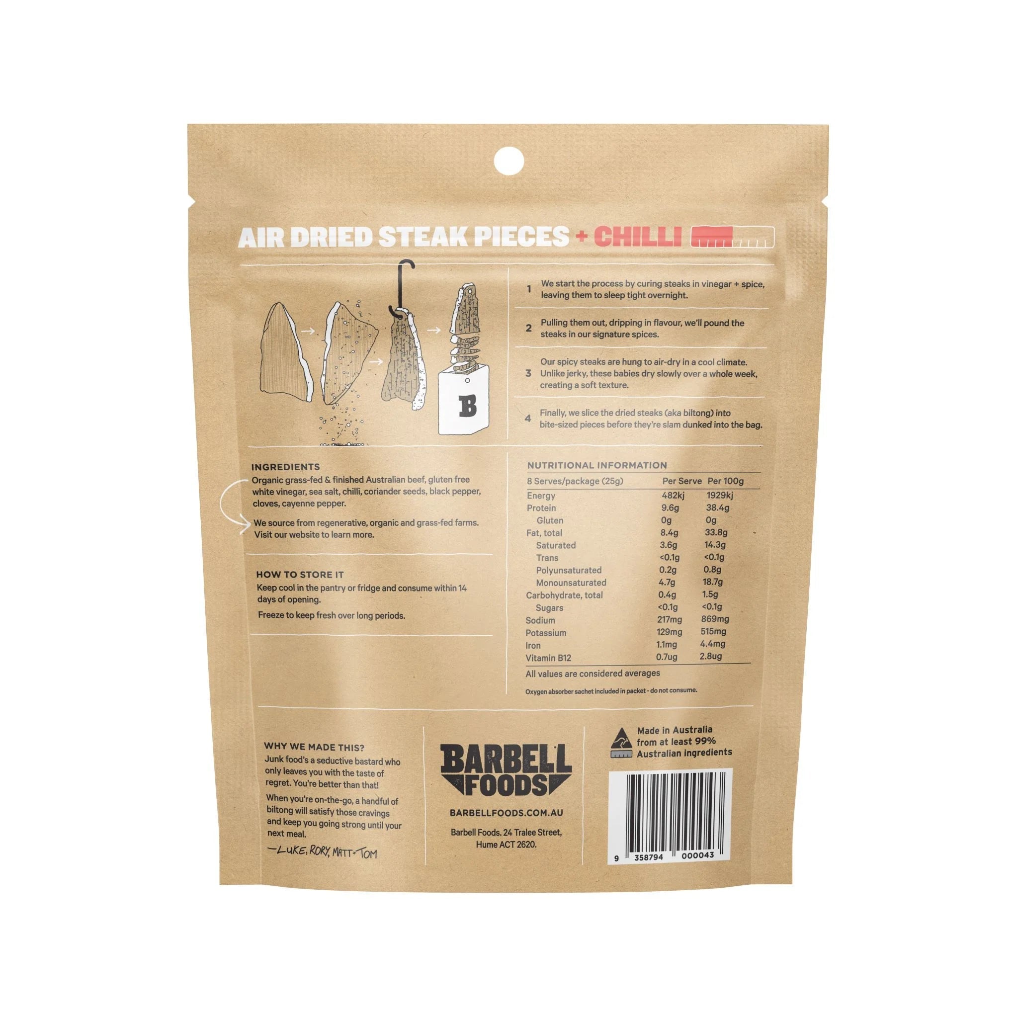 Air Dried Steak - Chilli - 200g - Yo Keto