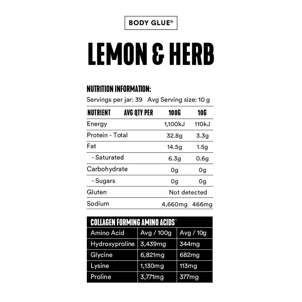 Bone Broth Body Glue - Lemon - 390g Pouch - Yo Keto