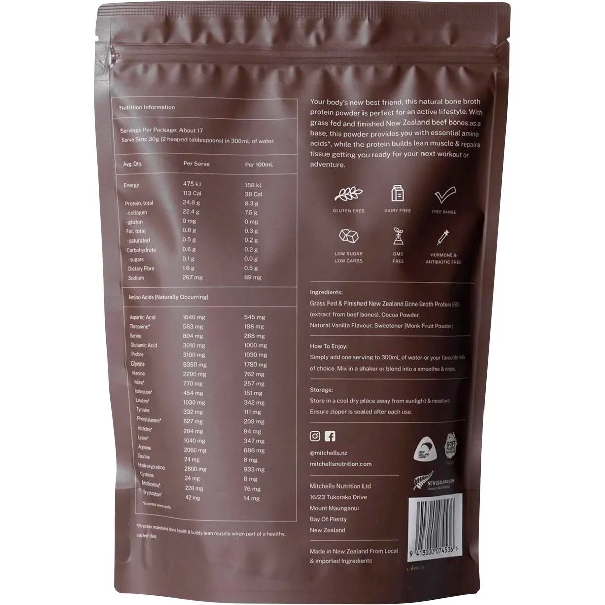 Bone Broth Protein Powder Chocolate - 500g - Yo Keto
