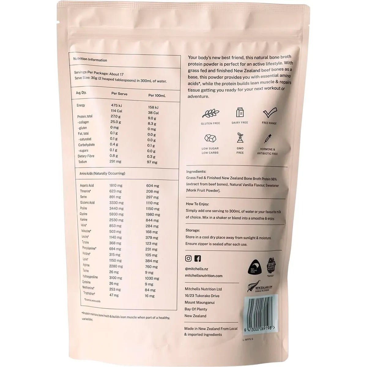 Bone Broth Protein Powder Vanilla - 500g - Yo Keto