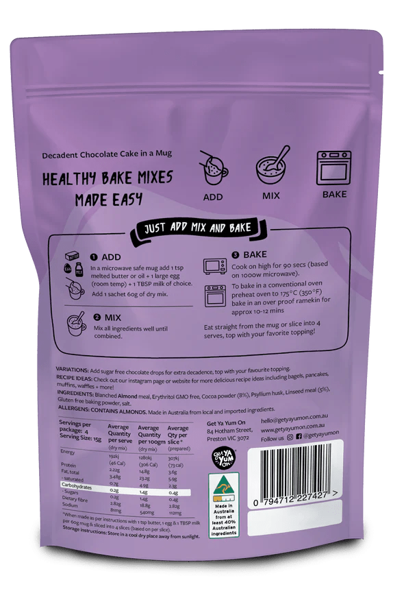 Cake In A Mug - Decadent Chocolate - 60g - Yo Keto