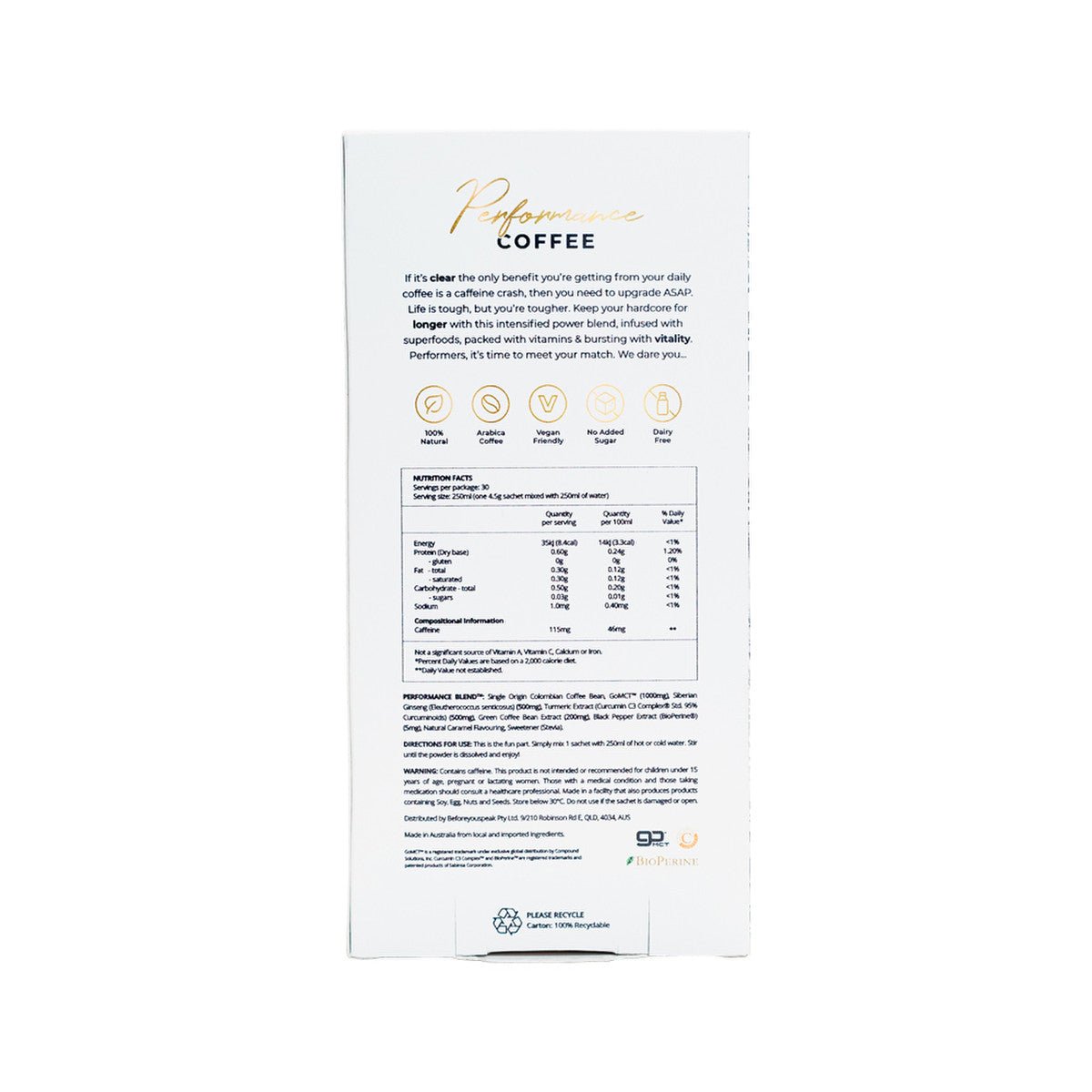 Caramel High Performance Coffee - 30 serve box - Yo Keto