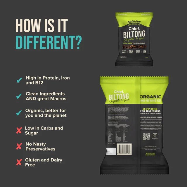 Chipotle & Lime Beef Biltong - 90g - Yo Keto