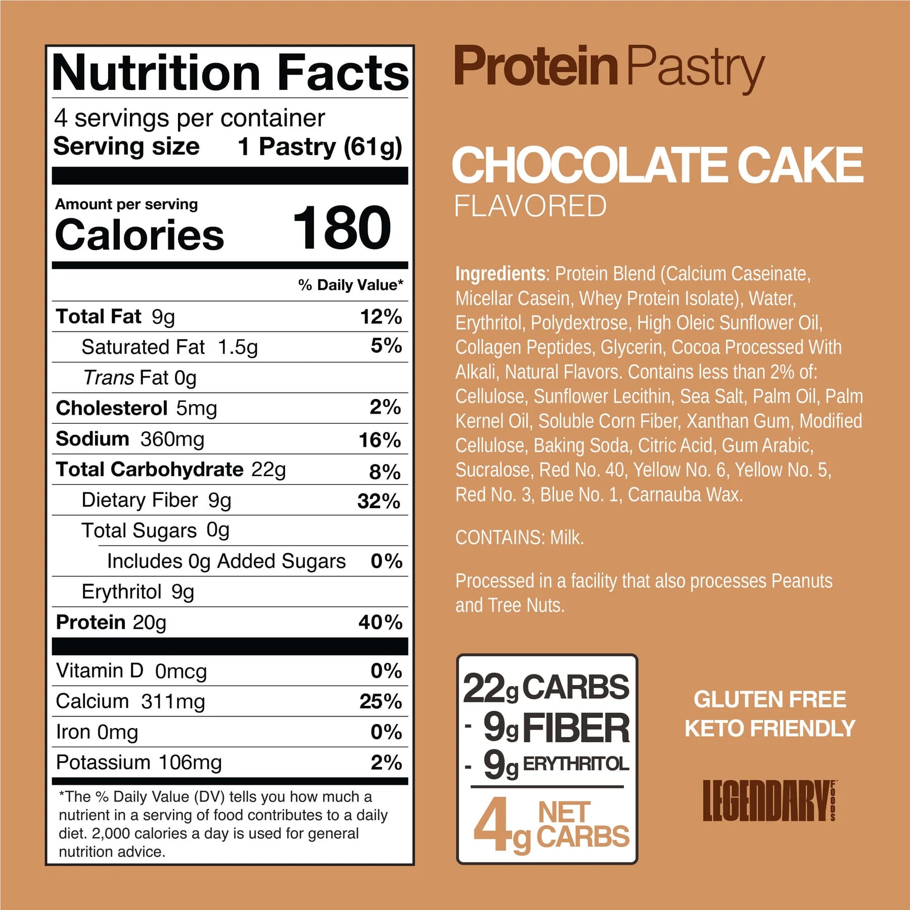 Chocolate Cake Protein Pastry - 61g - Yo Keto