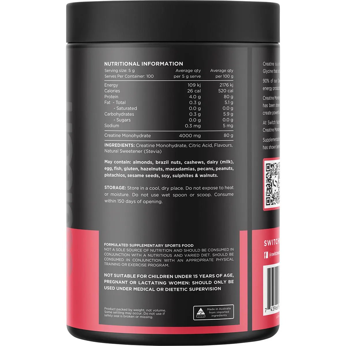 Creatine Monohydrate - Red Raspberry - 500g - Yo Keto