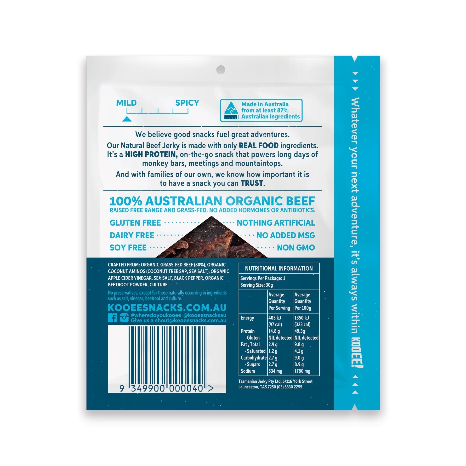 Grass Fed Beef Jerky - Sea Salt - 30g - Yo Keto