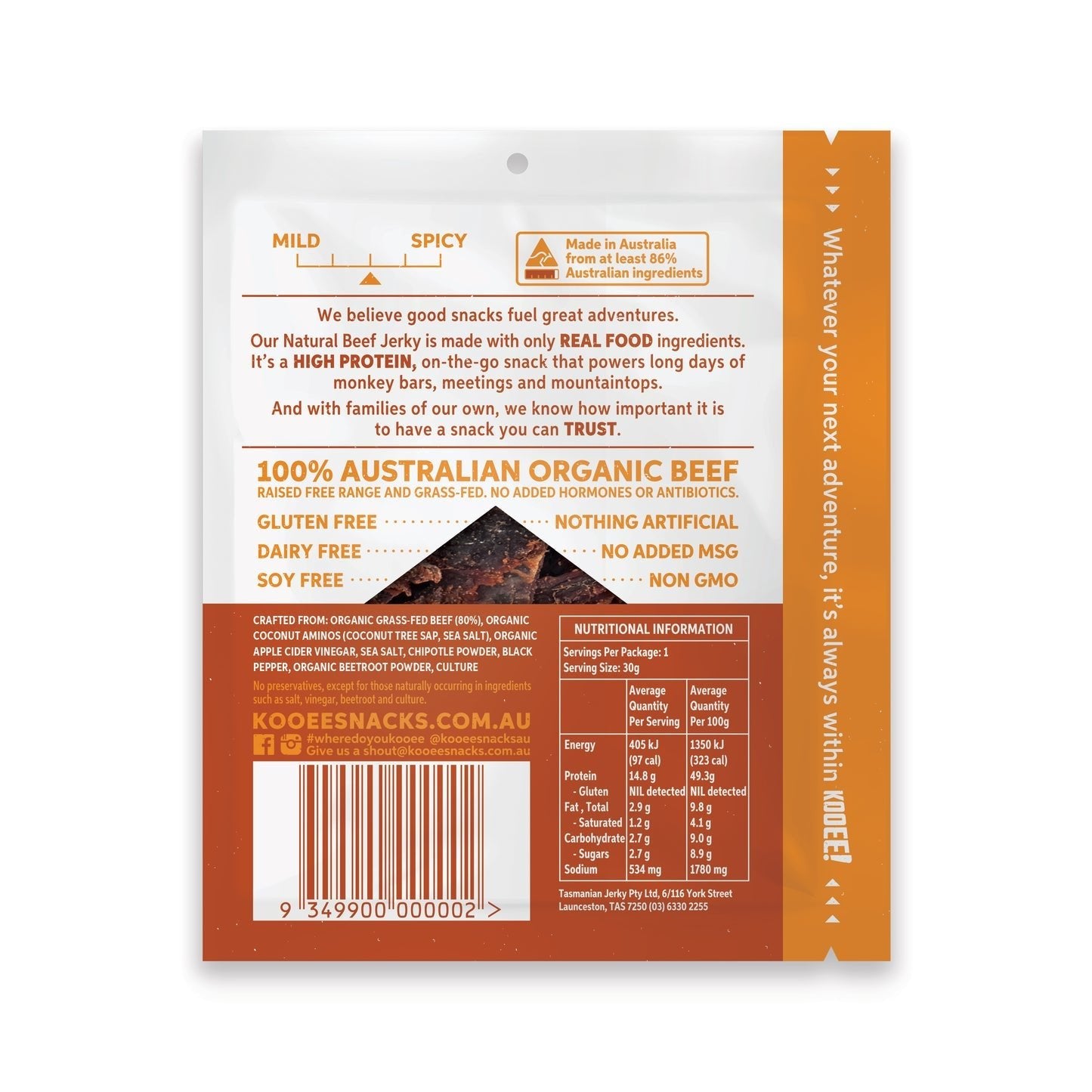 Grass Fed Beef Jerky - Smoked Chipotle - 30g - Yo Keto