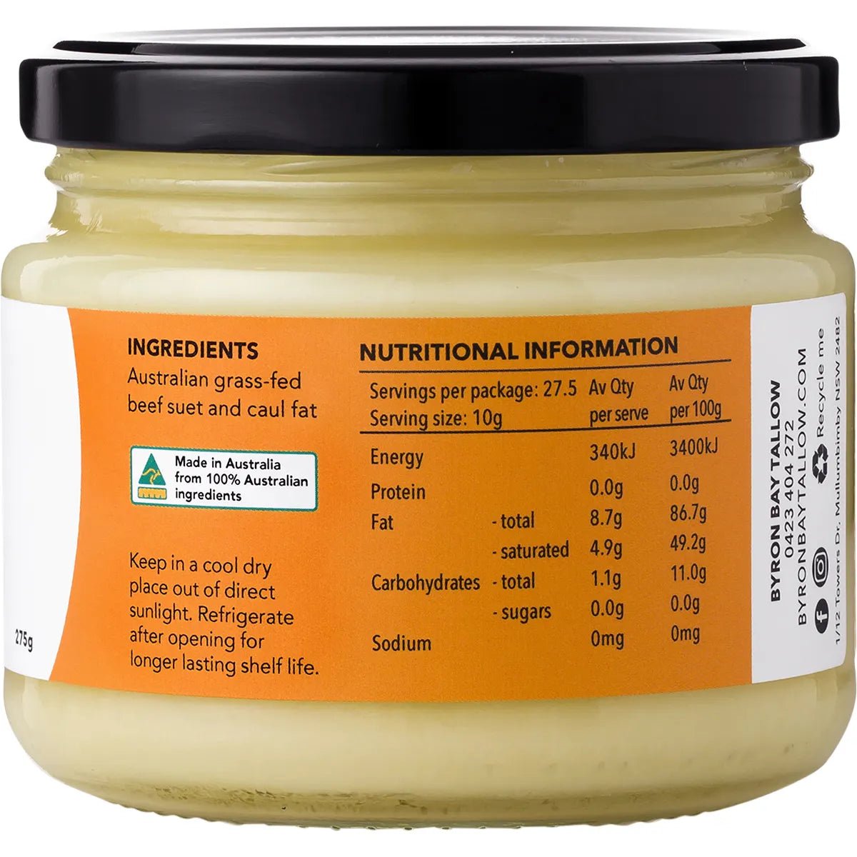 Grass Fed Beef Tallow - 275g - Yo Keto