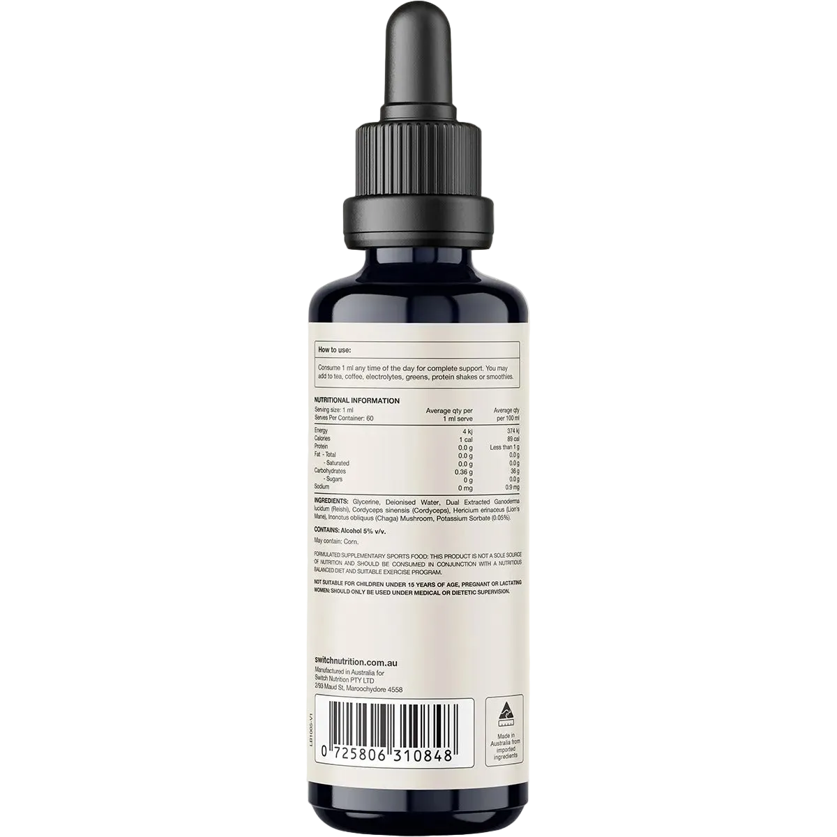Four Blend Double Strength 2:1 Mushroom Liquid Extract - 60ml