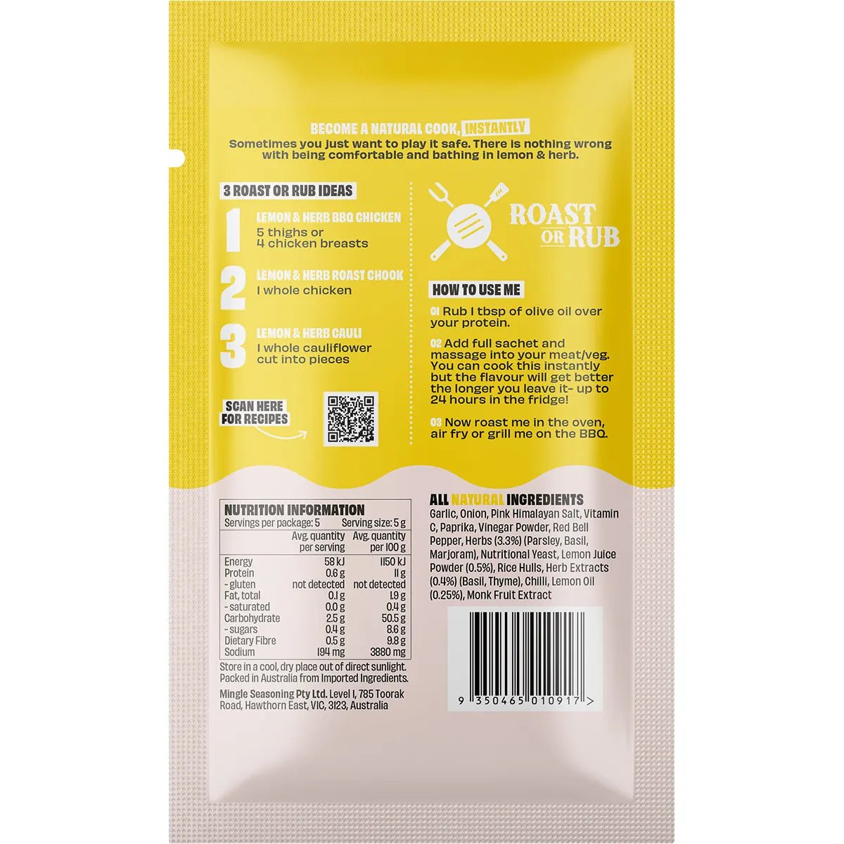 Lemon & Herb BBQ Seasoning - 25g - Yo Keto