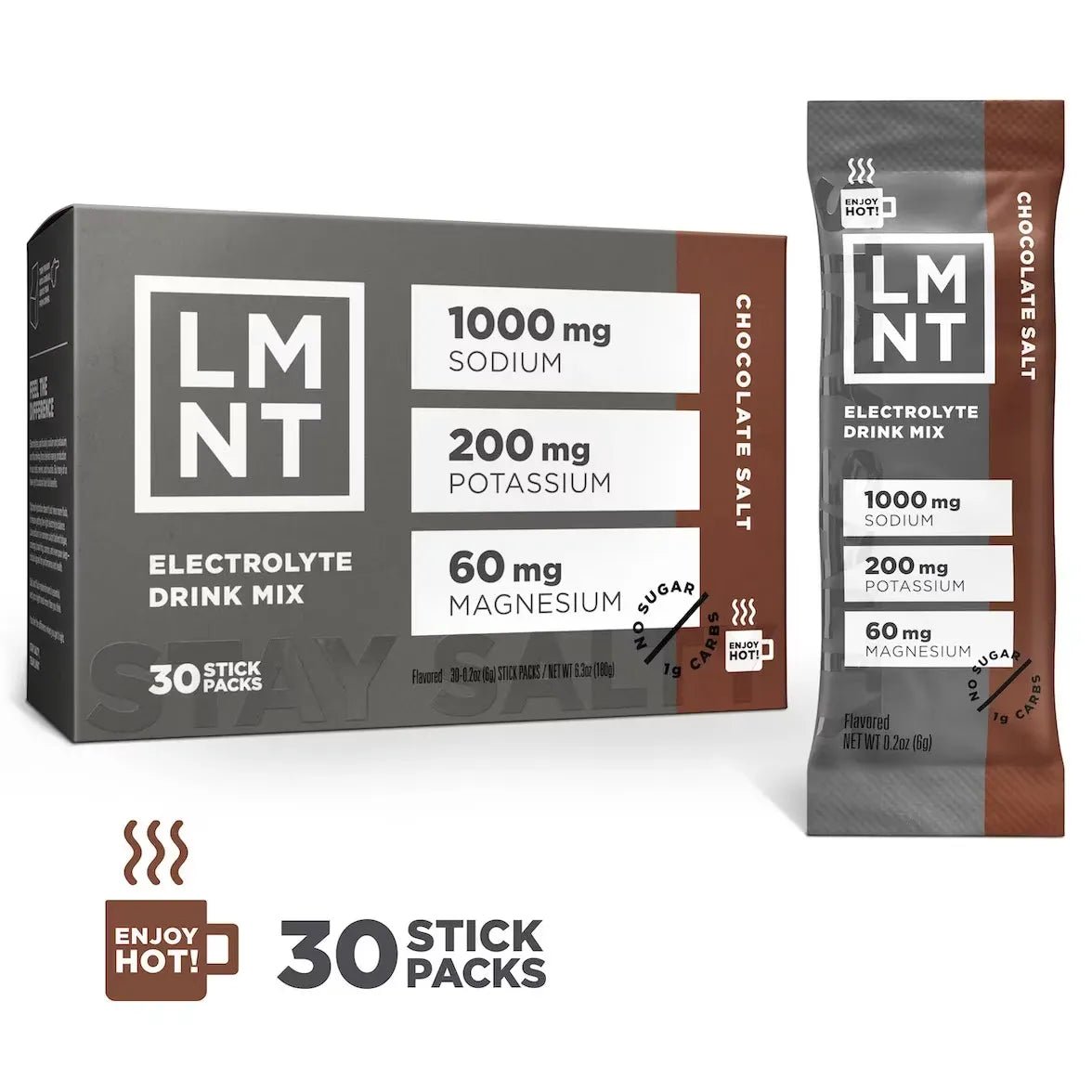 LMNT Chocolate Salt Electrolyte Mix - 30 Sticks