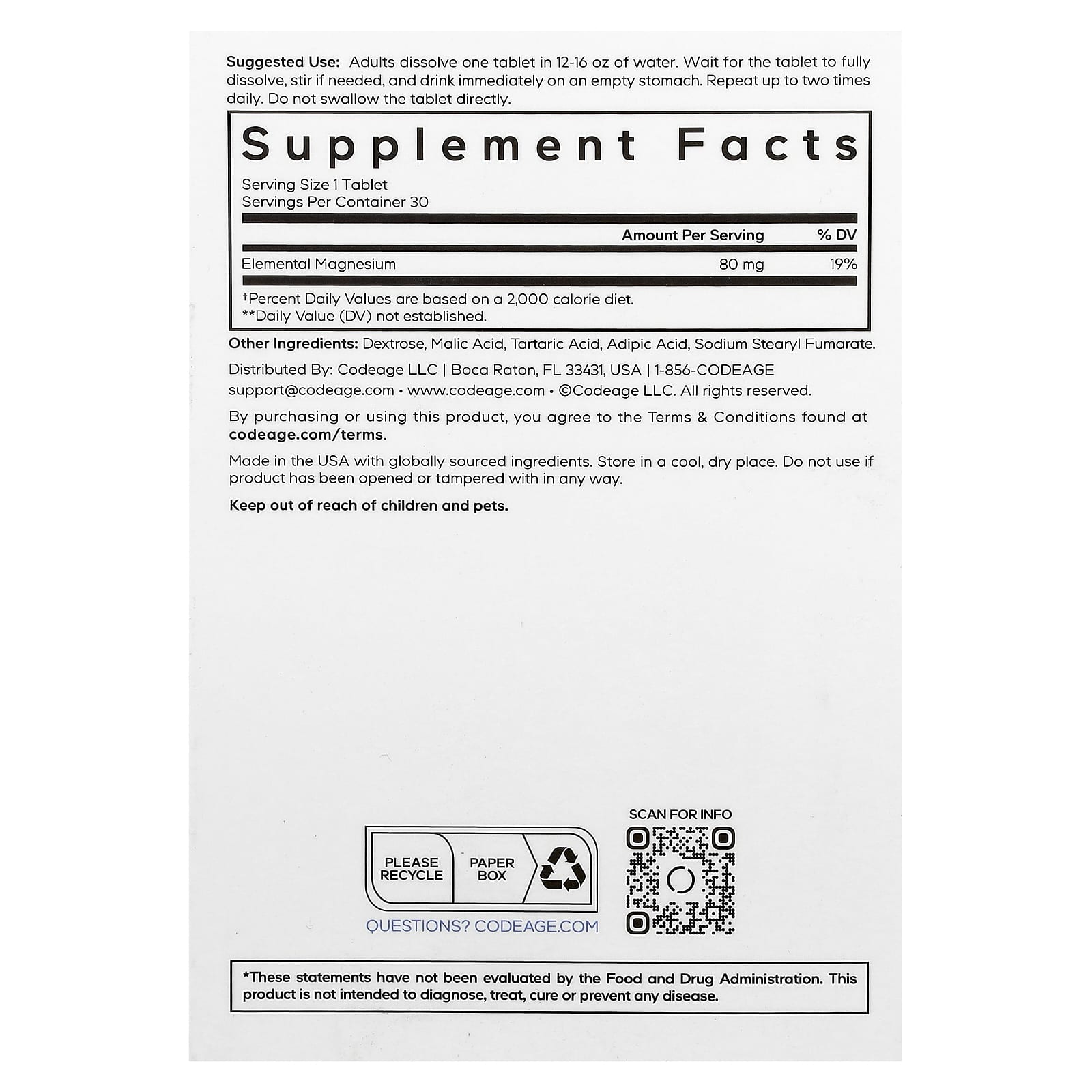 Molecular Hydrogen - Unflavored - 80 mg - 30 Tablets - Yo Keto