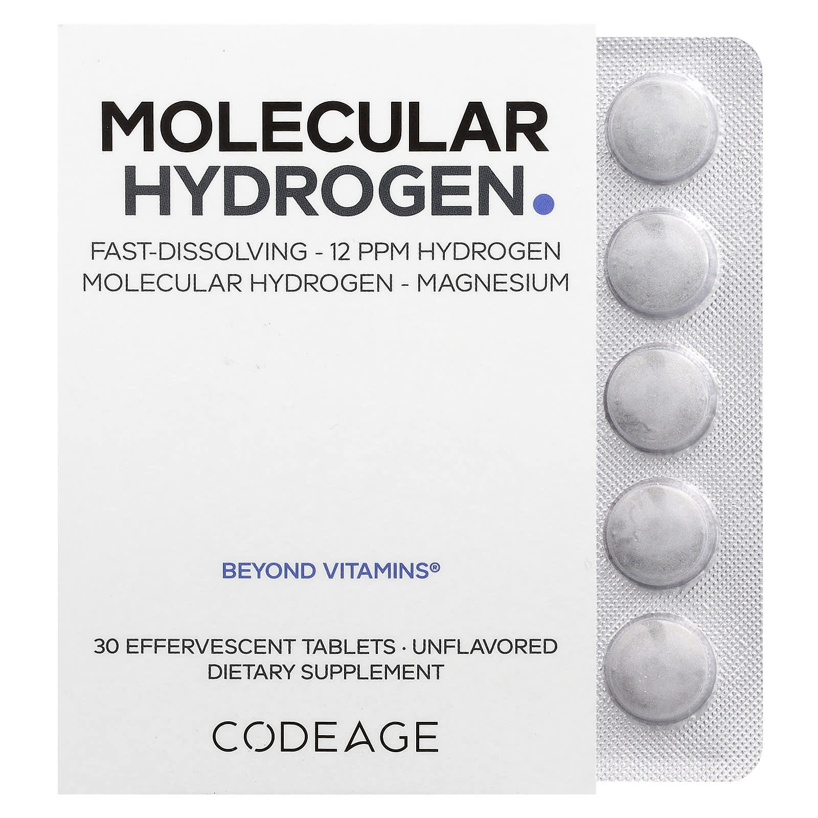 Molecular Hydrogen - Unflavored - 80 mg - 30 Tablets - Yo Keto
