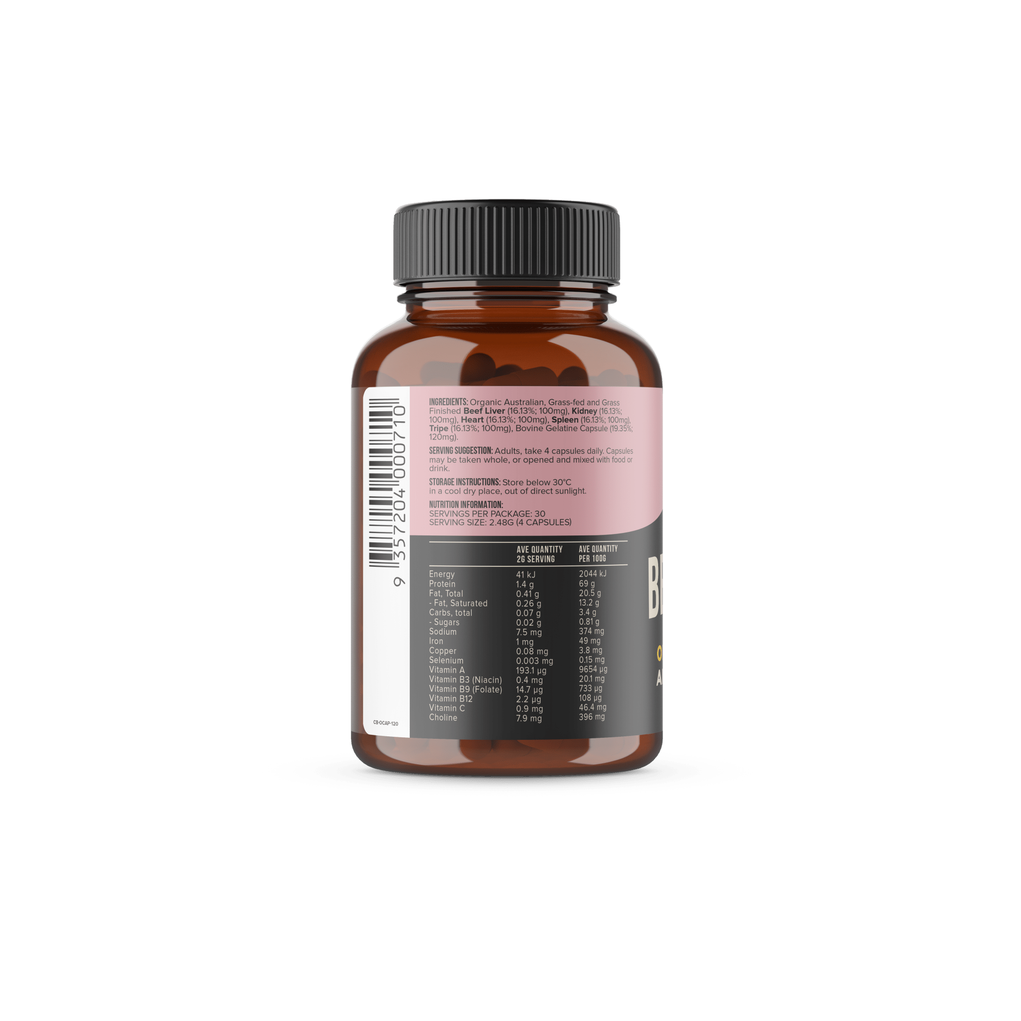 Multivitamin - Organic Beef Organs - 120 Capsules