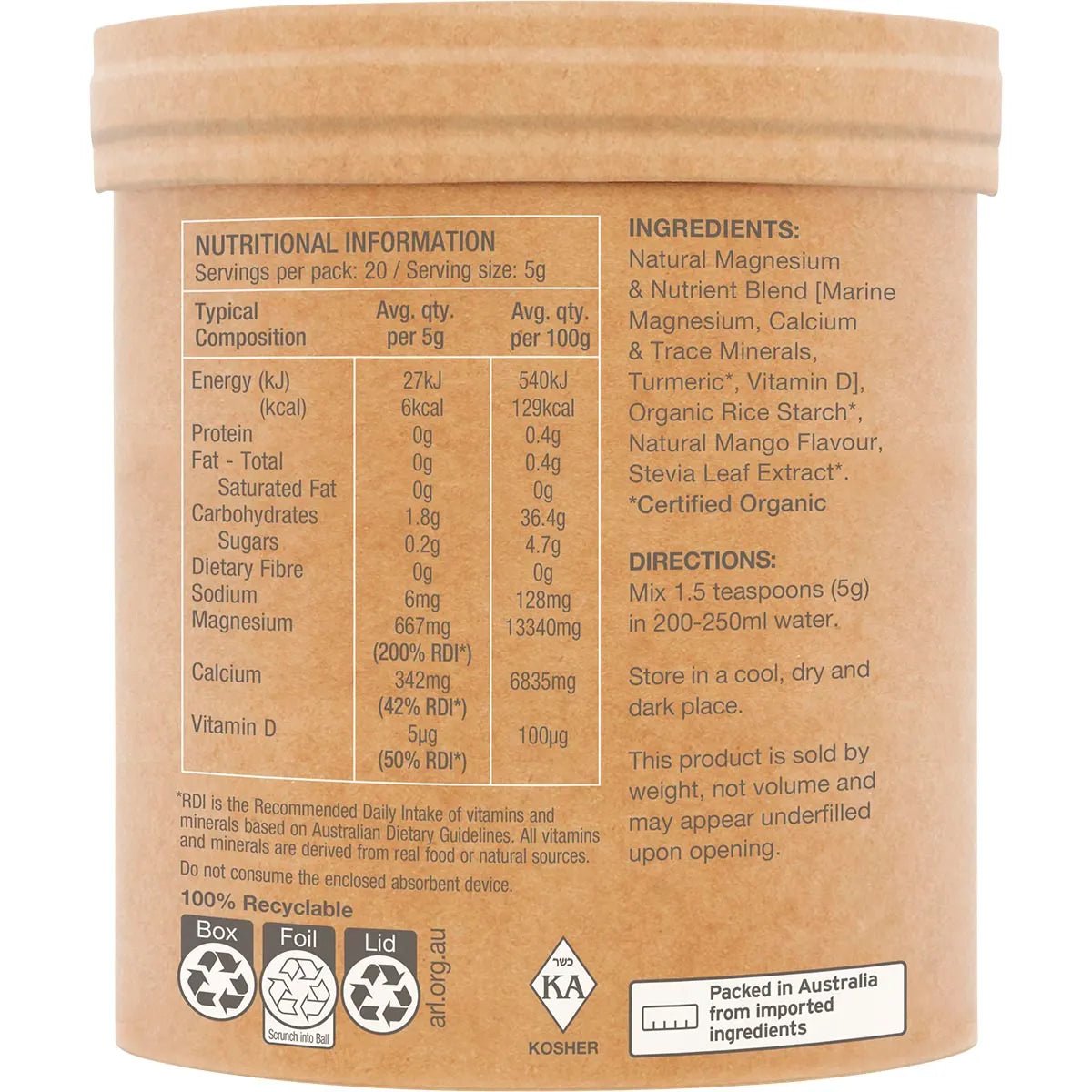 Muscle Magnesium - Creamy Mango - 100g - Yo Keto