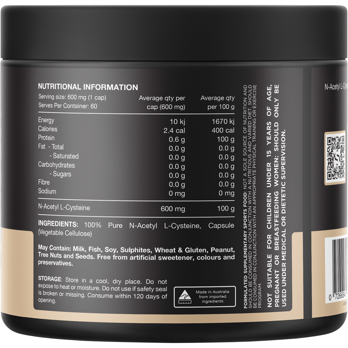 NAC - 100% N - Acetyl L - Cystine - 60 Caps - Yo Keto