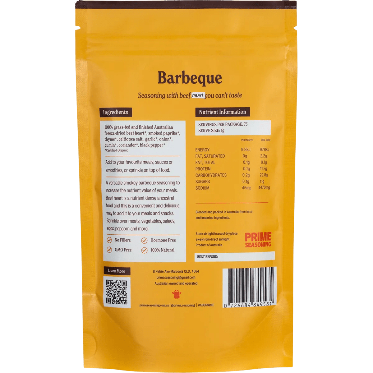 Organic Barbeque Seasoning with Beef Heart - 75g