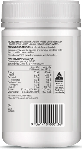 Organic Grass - fed Beef Liver - 180 Capsules - Yo Keto