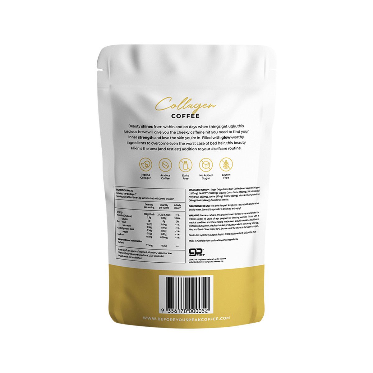 Original Glow Collagen Coffee - 7 Serves - Best Before 07/23 - Yo Keto