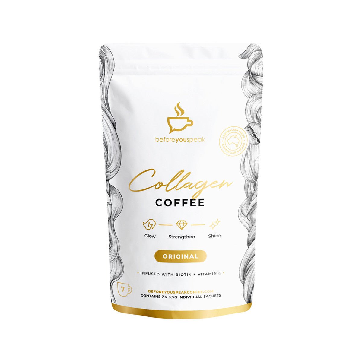 Original Glow Collagen Coffee - 7 Serves - Best Before 07/23 - Yo Keto