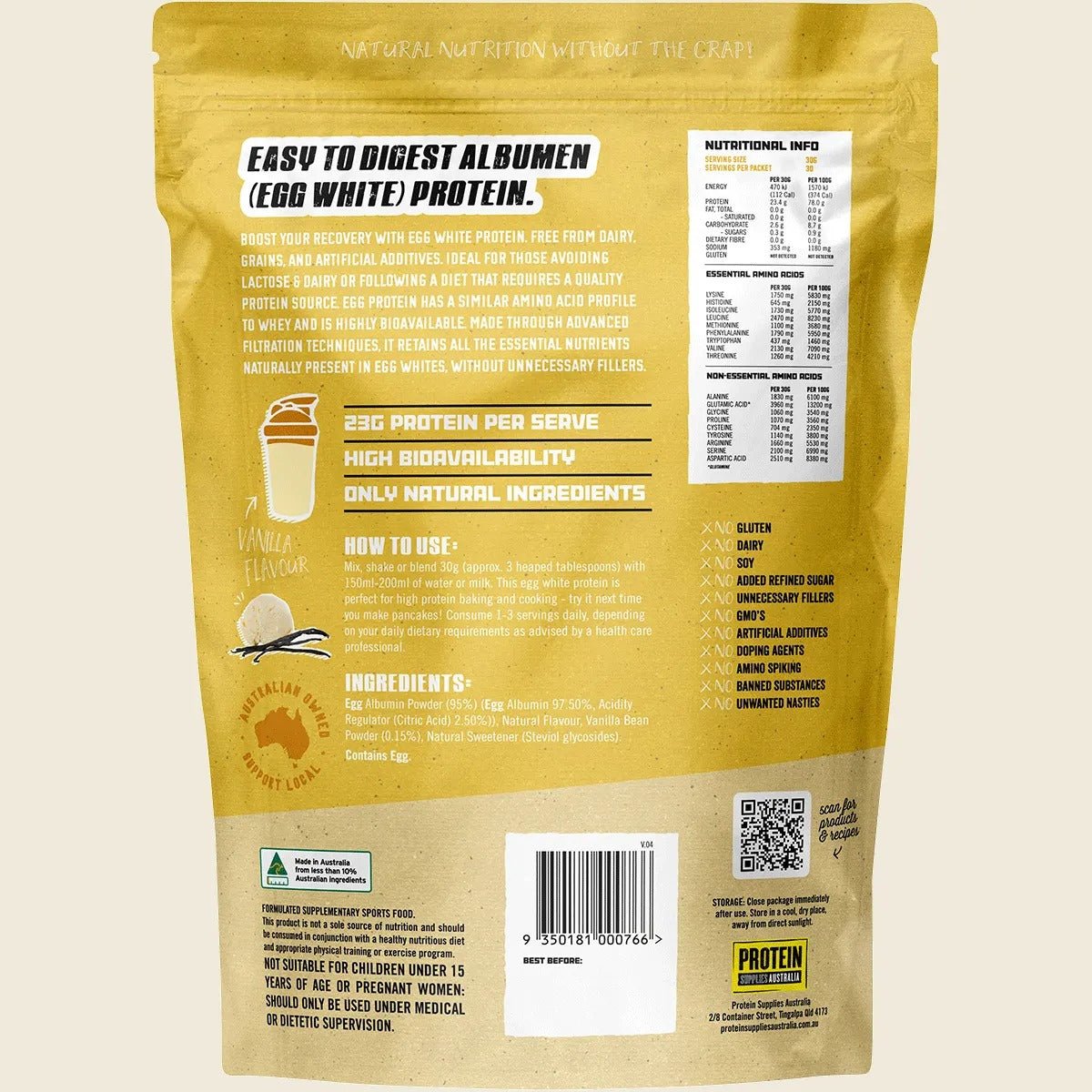 Paleo Pro Vanilla Bean Egg White Protein - 900g - Yo Keto