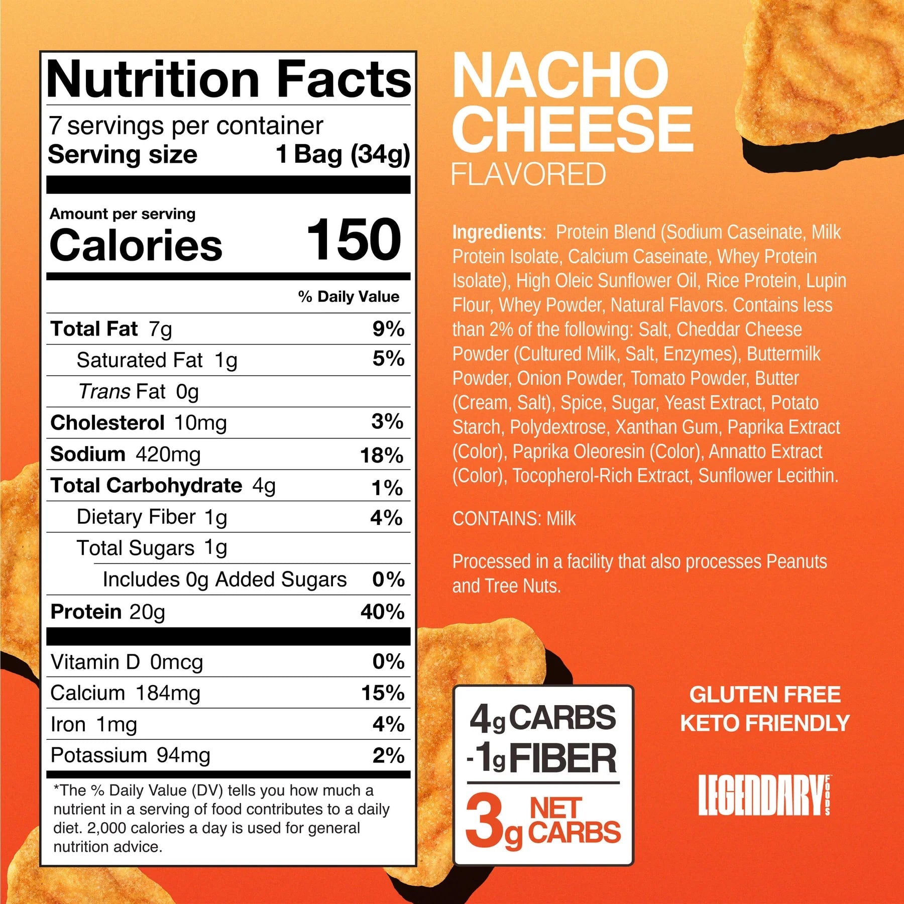 Popped Protein Chips - Nacho Cheese - 34g - Yo Keto