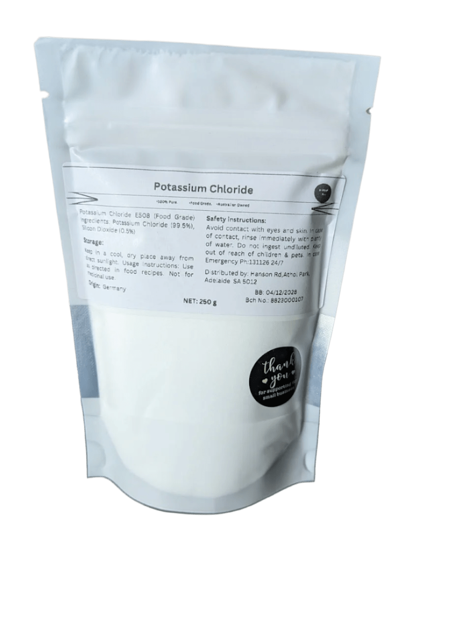 Potassium Chloride Powder - 250g - Yo Keto