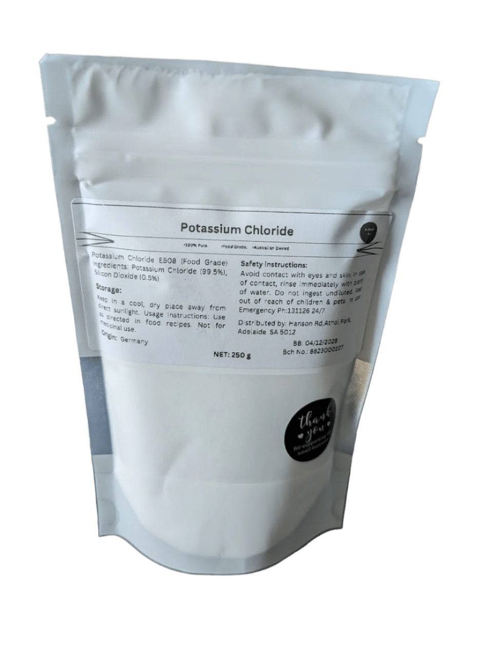 Potassium Chloride Powder - 250g - Yo Keto