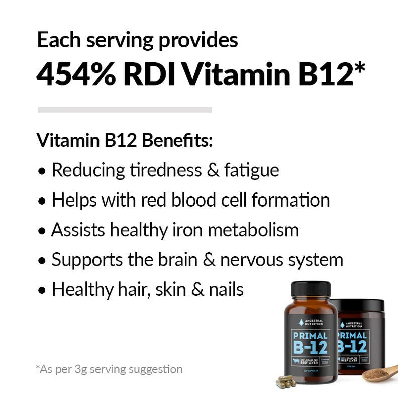 Primal B12 Capsules - 120 Capsules - Yo Keto