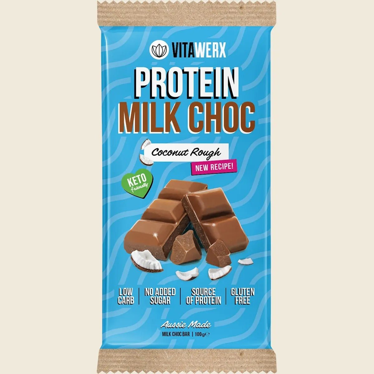 Protein Milk Choc Coconut Rough Bar - 100g - NEW recipe - Yo Keto