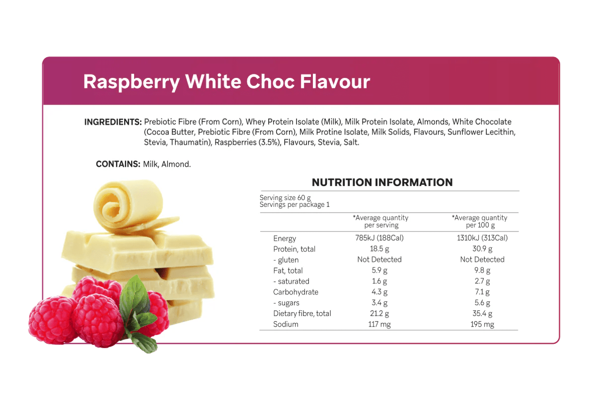 Raspberry White Chocolate Smart Protein Bar x 12 - Yo Keto