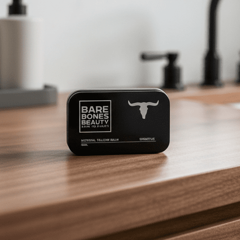 Sensitive Tallow Balm on upscale wooden bathroom countertop