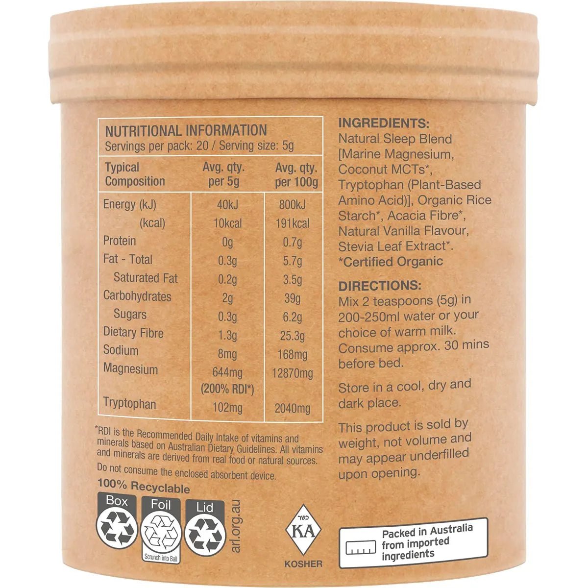 Sleep Magnesium - Dreamy Vanilla - 100g - Yo Keto