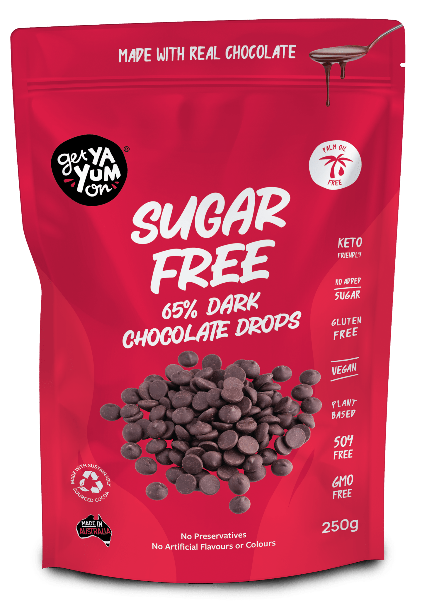 Sugar Free 65% Dark Chocolate Chips - 250g - Yo Keto