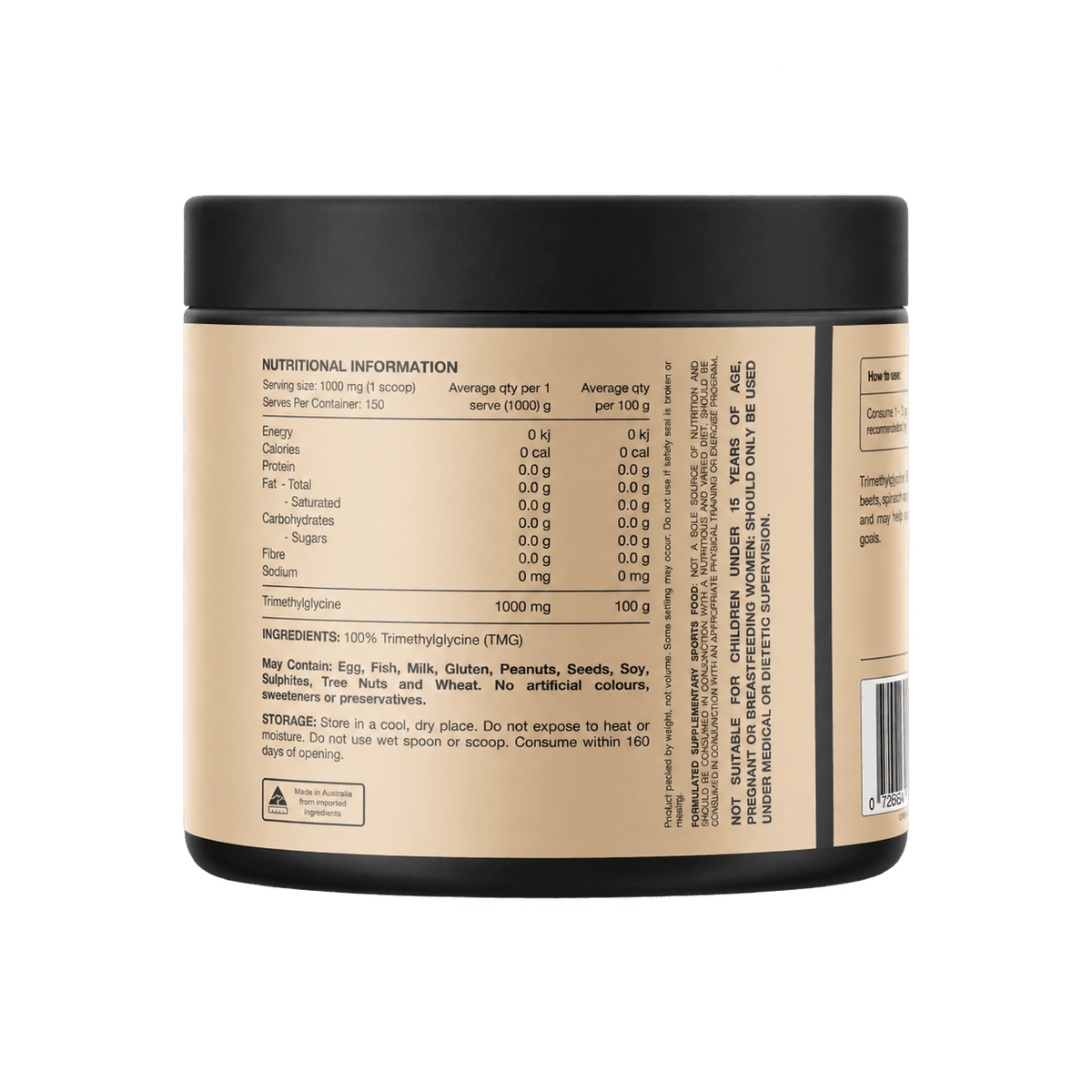 TMG 100% Pure Trimethylglycine - 150 Serves