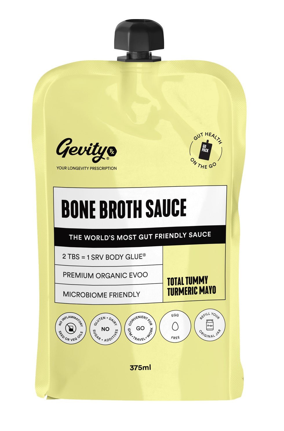Total Tummy Turmeric Mayo - Bone Broth Sauce - 375ml Pouch - Yo Keto