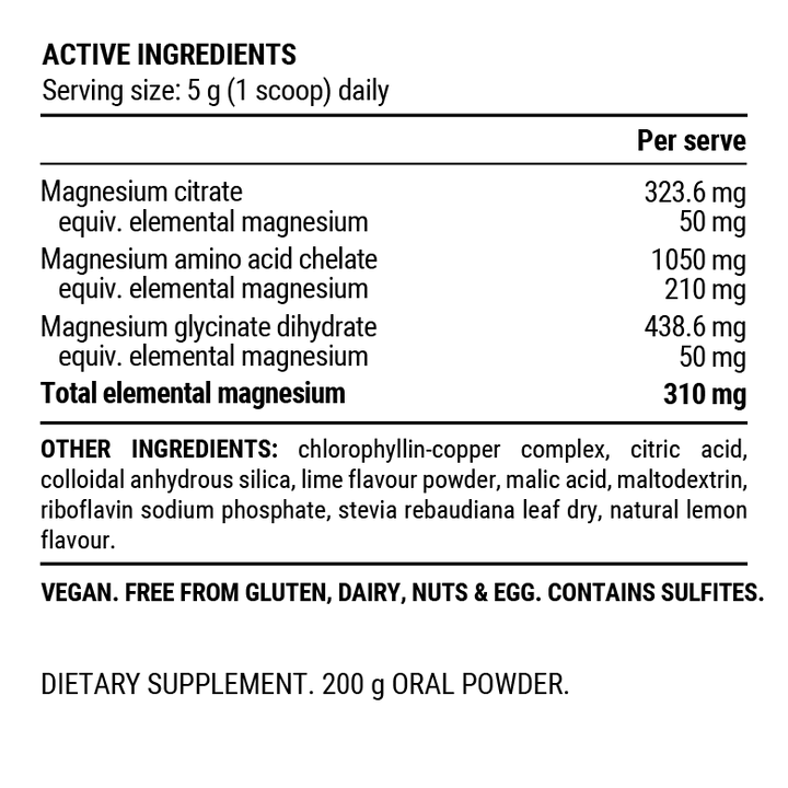 Triple Magnesium Powder - Lemon Lime - 200g - Yo Keto