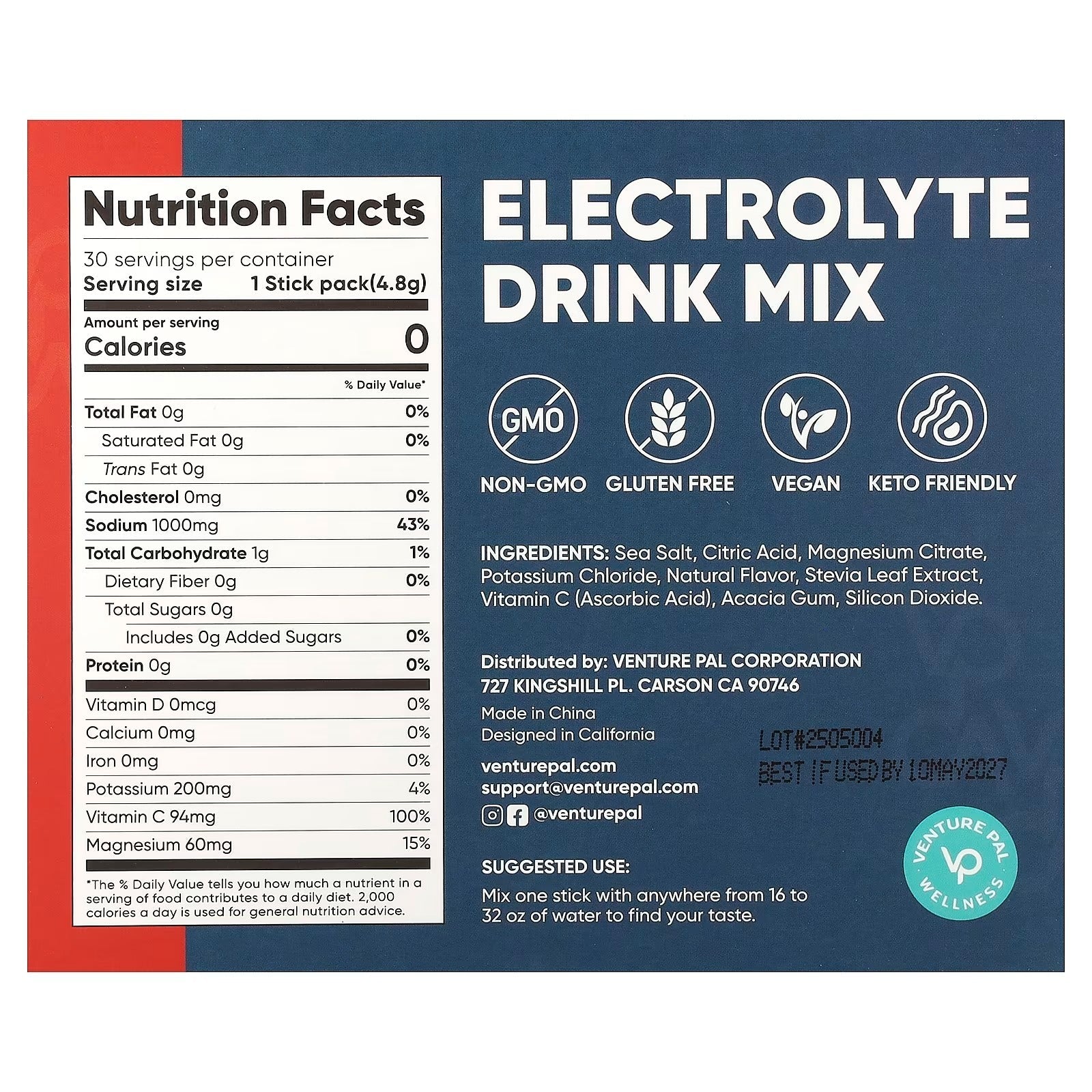 Watermelon Electrolyte Drink Mix - 30 Sticks