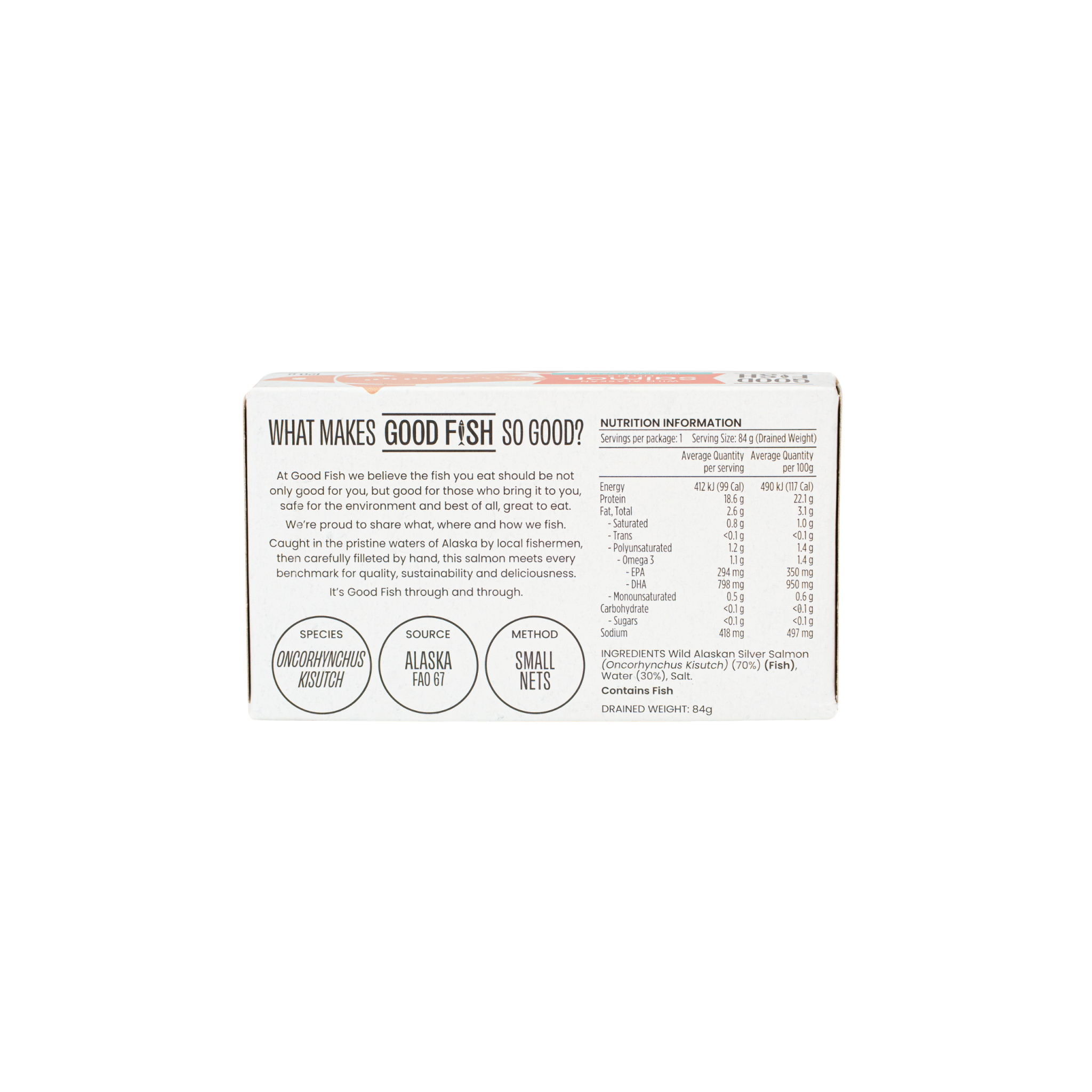 Wild Alaskan Salmon Fillets in Natural Water - 120g Can - Yo Keto