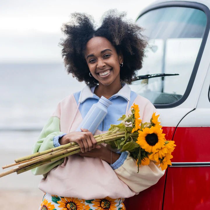 750ml Sugarcane Drink Bottle - Blue Striped - Yo Keto