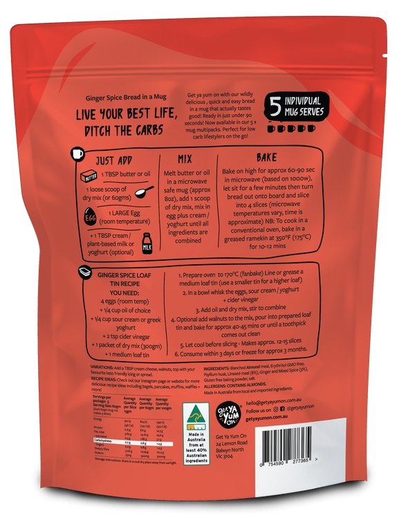 Ginger Spice - Bread In A Mug - Value Pack - Yo Keto