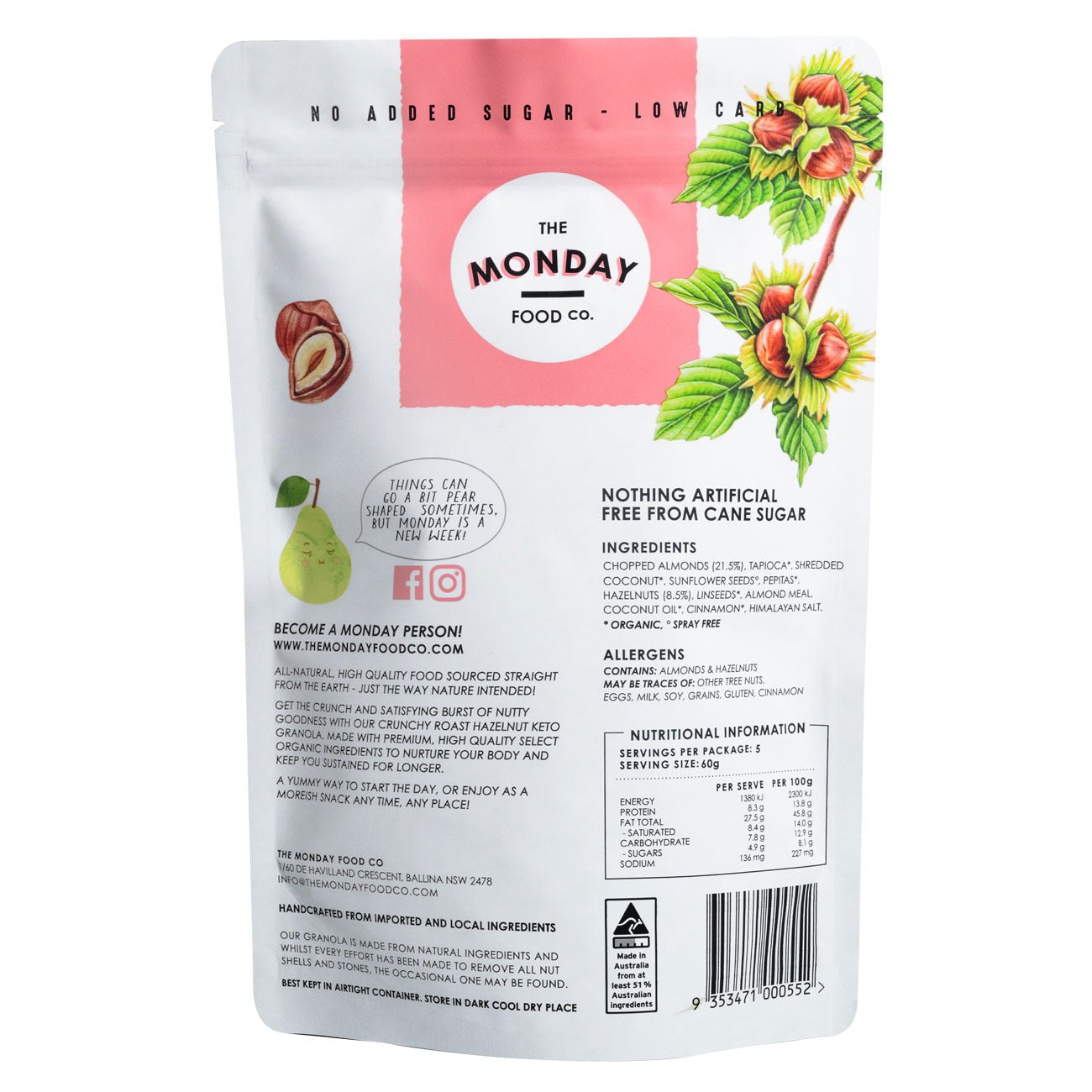 Gourmet Keto Granola - Crunchy Roast Hazelnut - 800g - Yo Keto