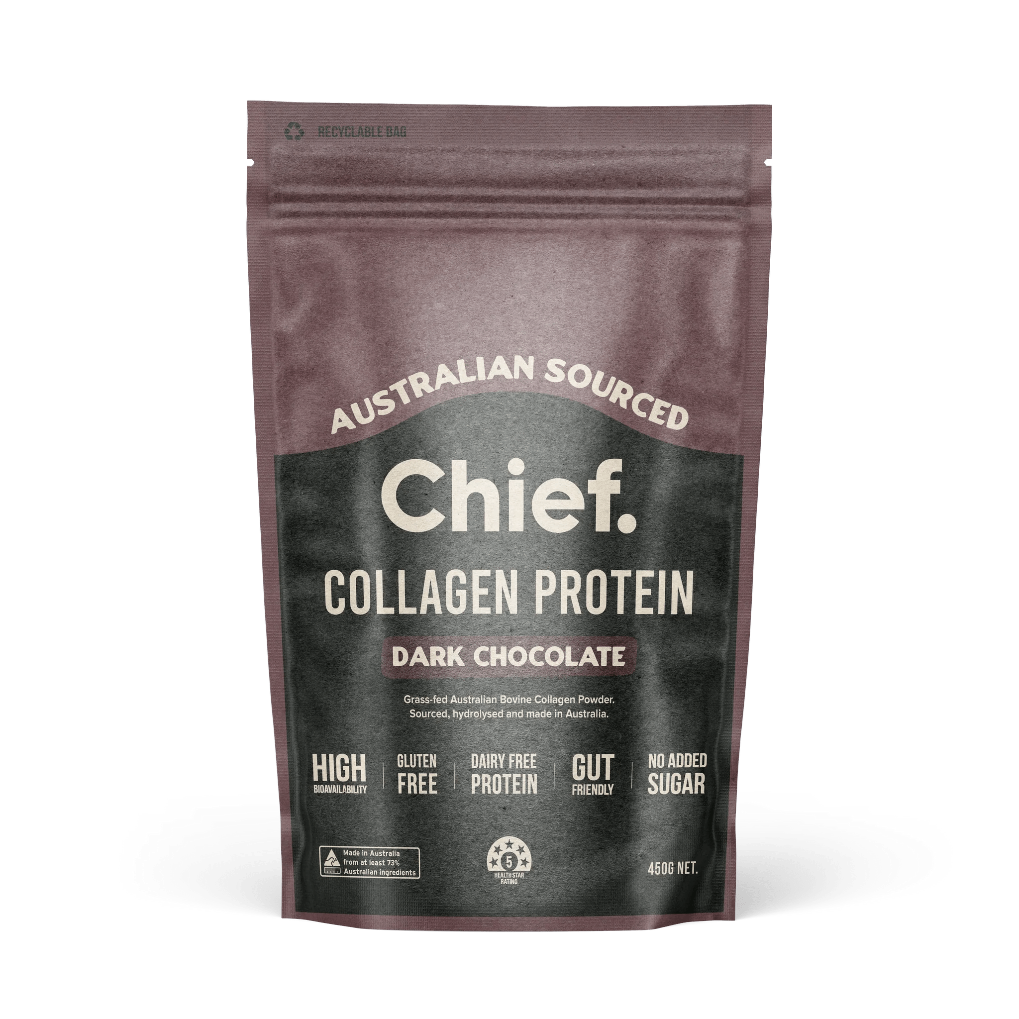 Grass-fed Collagen Protein Powder - Dark Chocolate - 450g - Yo Keto