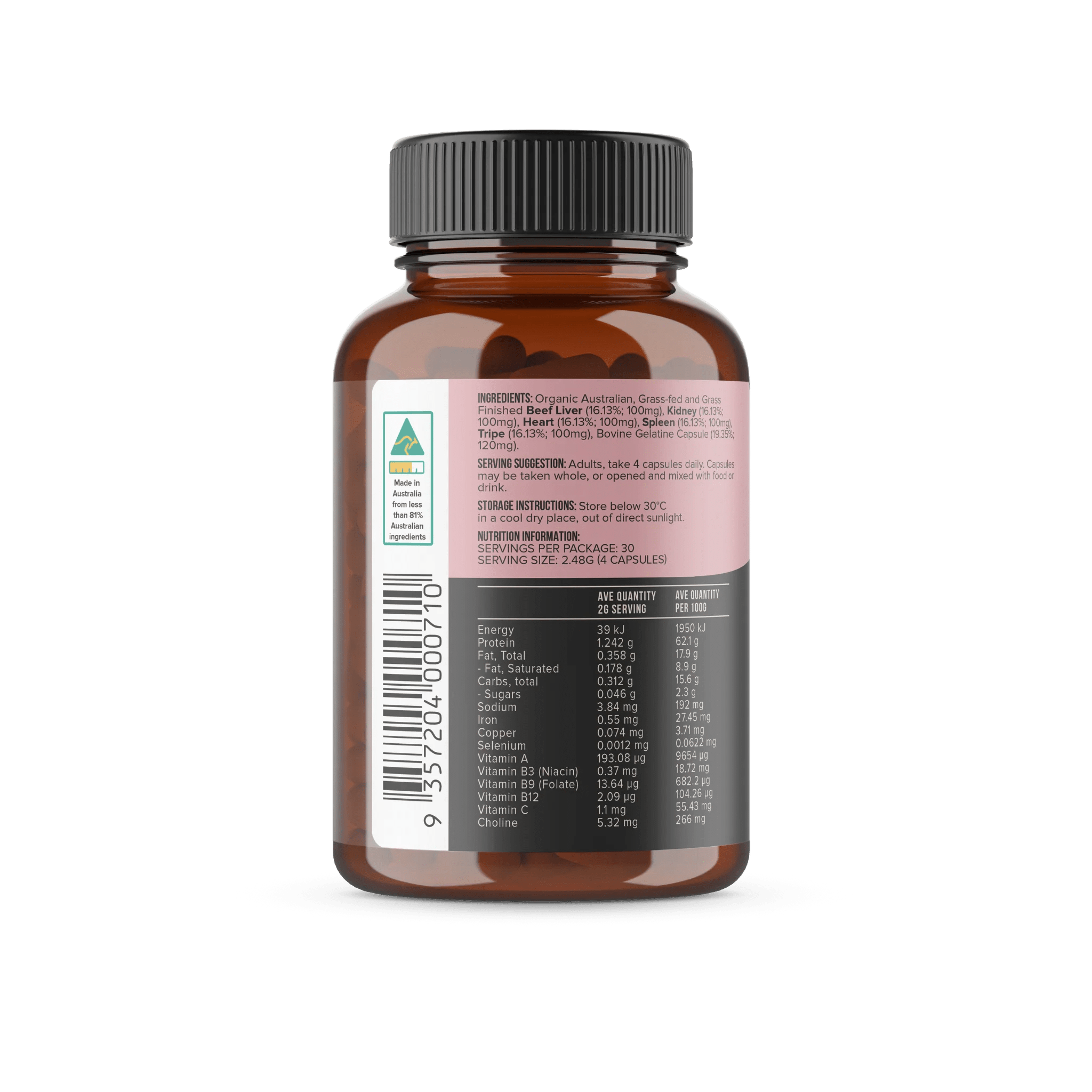 Multivitamin - Organic Beef Offal - 120 caps - Yo Keto